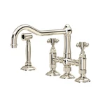 Rohl A1458XMWSPN-2 Acqui Bridge Kitchen Faucet With Side Spray Polished Nickel. Fixed Price $1568.00.