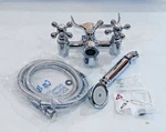 Rohl Arcana Exposed Tub Filler With Handshower, Polished Chrome, Cross Handle. Fixed Price $739.95.