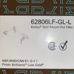 Brizo 62806LF-GL-L Kintsu 4 Gpm Wall Mounted Single Hole Pot Filler, Lumicoat. Fixed Price $795.00.