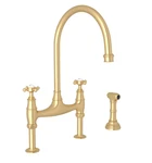 Perrin Rowe Georgian Era Bridge U.4718X-SEG-2 Kitchen Faucet Satin English Gold. Fixed Price $1613.10.