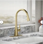 Kohler Guild Gold Pull-down Kitchen Sink Faucet With Three-function Sprayhead. Fixed Price $119.99.