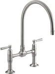 Kohler K-7337-4-BS Hirise Stainless Deck Mount Bridge Kitchen Faucet, Brushed. Fixed Price $499.00.