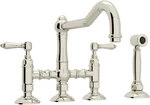 Rohl A1458LMWSPN-2 Acqui Bridge Kitchen Faucet With Side Spray, Polished Nickel. Fixed Price $950.00.
