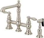 Kingston Brass Kitchen Faucet With Side Sprayer Brushed Nickel KS7278ALBS. Fixed Price $180.00.