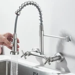 Wall Mount Kitchen Sink Faucet With Pull Down Sprayer 8 Inch 2 Handle Mixer Tap. Fixed Price $42.00.