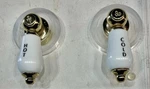 Genuine Delta Bathroom Faucet Polished Brass Porcelain Lever Handles. Fixed Price $34.50.