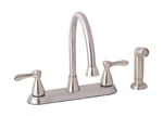 Home Impressions 2-HANDLE Traditional Lever Kitchen Faucet Spray, Brushed Nickel. Fixed Price $64.95.