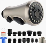 Universal Pull Down Kitchen Faucet Head Replacement, 1.8 Gallon, Brushed Nickel. Fixed Price $18.00.