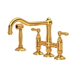 Rohl A1458LMWSIB-2 Acqui Bridge Kitchen Faucet W/ Sidespray In Italian Brass New. Fixed Price $1254.99.