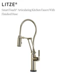 Brizo 64143LF-PN Litze Smarttouch Articulating Pull-down Faucet, Polished Nickel. Fixed Price $980.00.