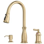 Dayone Gold Kitchen Sink Faucets With Soap Dispenser Separate Handle 3 Ho.... Fixed Price $155.68.