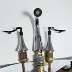 Kohler Lavatory Faucet Wrought Iron Swirl Handles K-610-4W-T4 Finial Widespread. Fixed Price $799.00.