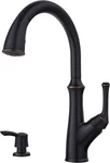 Elegant Bronze Tamera High Arc Kitchen Faucet With Pull Down Sprayer & Soap Disp. Fixed Price $404.99.