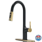 Fropo Black Gold Kitchen Faucet W/ Pull Down Sprayer, High Arc Gooseneck. Fixed Price $74.97.