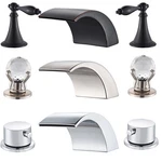 Led Waterfall Bathroom Sink 2 Handle Vessel Faucets 3 Hole Mixer Tap. Fixed Price $42.00.