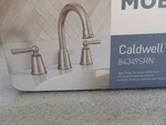 Moen 84349SRN Caldwell Spot R. Nickel Two-handle High Arc Bathroom Faucet. Fixed Price $133.00.