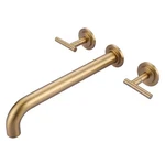 Wowow Wall Mount Tub Filler: Gold Faucet High Flow Two Handles Solid Bras.... Fixed Price $188.29.
