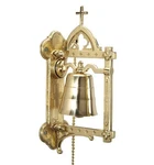 Single Chime Gothic Brass Sacristy Bell With Wall Mount And Chain. Fixed Price $415.00.