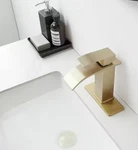 New Factory Sealed Bwe Waterfall Low-arc Bathroom Faucet Brushed Gold B3. Fixed Price $15.98.