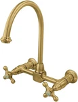 Kingston Brass KS1292AX Restoration Wall Mount Bridge Kitchen Faucet, Polished. Fixed Price $150.00.