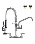 Brushed Nickel 21" Commercial Kitchen Faucet Pre-rinse Sprayer Wall Mount 8" Cen. Fixed Price $284.99.