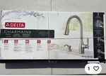 Delta Charmaine Single Handle Pull-down Kitchen Faucet With Soap Dispenser. Fixed Price $160.00.