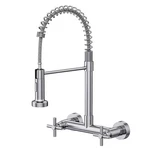 Wall Mount Kitchen Faucet 8 Inch 2 Handle Pull Down Sprayer Nickel Hurran Sink. Fixed Price $154.99.
