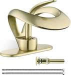 Brushed Gold Bathroom Sink Faucet Single Handle Waterfall Spout Vanity Mixer Tap. Fixed Price $44.61.