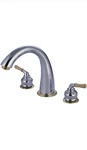 New Kingston Brass Naples Roman Tub Filler With Lever Handle, Polished Chrome. Fixed Price $250.00.