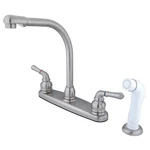 Kingston Brass KB758 High Arch Kitchen Faucet With White Sprayer, 7", Brushed Ni. Fixed Price $171.68.