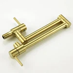 Haiyunda Pot Filler Faucet Wall Mount Folding Brass Brushed Gold Kitchen. Fixed Price $49.99.