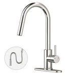 Oersitor Kitchen Faucet Pull Down Sprayer Brushed Stainless Steel Single Handle. Fixed Price $84.83.