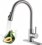 Kitchen Faucet, Brushed Nickel Sink With Pull Down Sprayer, High. Fixed Price $48.99.