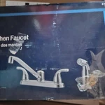 Project Source Dover Chrome 1 Handle Low-arc Kitchen Faucet Side Sprayer. Fixed Price $38.00.