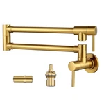 Pot Filler Faucet Solid Brass Made, Aleasha Brushed Gold Kitchen Sink Fil.... Fixed Price $133.78.