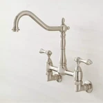 Signature Hardware Felicity Wall-mount Kitchen Faucet, Brushed Nickel. Fixed Price $289.95.