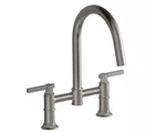 Bwe Modern Double Handle 2-HOLES Kitchen Faucet Swivel Spout Brushed Nickel. Fixed Price $49.99.