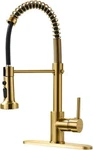Gold Kitchen Faucet With Pull Down Sprayer,commercial Single Handle Brushed G.... Fixed Price $149.70.