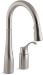 Kohler Simplice Two-hole Kitchen Sink Faucet K-647-VS Vibrant Stainless. Fixed Price $272.95.