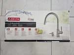 New Delta Trask 19933-SPSD-DST Pull-down Kitchen Faucet Spotshield Stainless. Fixed Price $179.99.