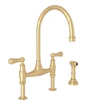 Perrin Rowe Georgian Era Bridge U.4719L-SEG-2 Kitchen Faucet Satin English Gold. Fixed Price $1613.10.