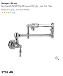 Newport Brass 9482/26 Chesterfield Pot Filler Faucet - Polished Chrome. Fixed Price $449.99.