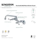 Kingston Brass KS300 1.8 Gpm Widespread Bridge Kitchen Faucet - Chrome. Fixed Price $115.00.