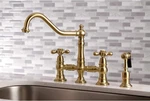 Kingston Brass KS3792AXBS Restoration Bridge Kitchen Faucet Polished Cross. Fixed Price $395.00.