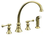 Kohler K-16109-4A-PB Revival Kitchen Sink Faucet, Polished Brass, & White Spray. Fixed Price $1299.00.