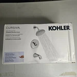 Kohler Cursiva Bath And Shower Set Polished Chrome With Rite-temp Valve K-R27412. Fixed Price $110.00.
