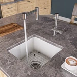 AB2038-PSS Solid Polished Stainless Steel Retractable Single Hole Kitchen Faucet. Fixed Price $399.42.