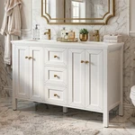 Bathroom Vanity 47 Inch Double Sink 6 Hole White Mayihchxlv Yitahome Retro Stone. Fixed Price $821.99.