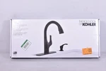 Kholer Avi Compact Pull-down Kitchen Faucet W/ Soap Dispenser Matte Black Finish. Fixed Price $99.99.
