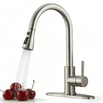 Valisy Kitchen Faucet With Pull Down Sprayer, Modern Single Brushed Nickel. Fixed Price $39.77.